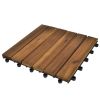 10 pcs Acacia Decking Tiles 11.8"x11.8" Vertical Pattern