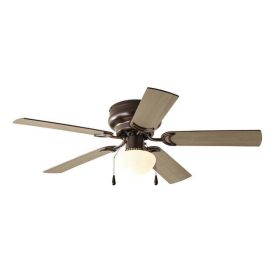 44 inch Hugger Indoor Ceiling Fan with Light Kit, Bronze, 5 Blades, Reverse Airflow