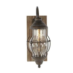 17" Battery Operated Brown Accent Lamp with Glass Shade