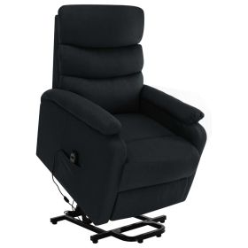 Power Lift Massage Recliner Black Fabric