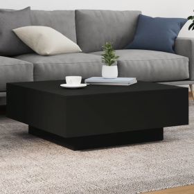 Coffee Table with LED Lights Black 31.5"x31.5"x12.2"