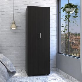 DEPOT E-SHOP London Armoire, Two Shelves, Rod, Double Door Cabinet Armoire, Black