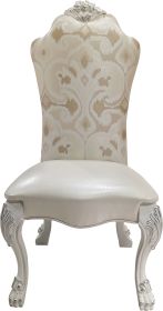 ACME Dresden Side Chair (Set-2), Fabric & Bone White Finish DN02242