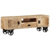 TV Cabinet with Wheels 43.3"x11.8"x14.6" Rough Mango Wood