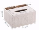 Tissue Box Holder Rectangle Imitation Wood Grain Desktop Remote Control Holder Organize Box