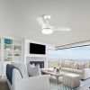 YUHAO Modern Matte White 42in. Integrated LED Propeller Ceiling Fan Lighting