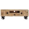 TV Cabinet with Wheels 43.3"x11.8"x14.6" Rough Mango Wood