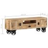 TV Cabinet with Wheels 43.3"x11.8"x14.6" Rough Mango Wood