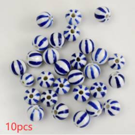 Blue And White Porcelain Ceramic Beads (Option: Blue And White Blue 10pcs-12mm)