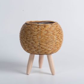 Hyundai Simple Handmade Woven Flower Pot Storage Container (Option: Round Primary Color)