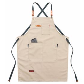 Denim Canvas Apron Restaurant Baking Barber Men's And Women's Work Clothes (Option: Apricot-Adult Style Length 75CM)