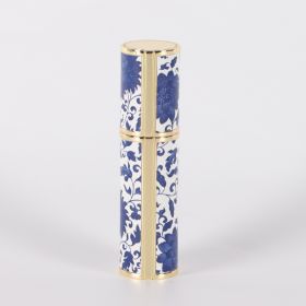 Blue And White Porcelain Vintage Perfume Sub-bottles PU Leather Glass Bottle (Option: No1)