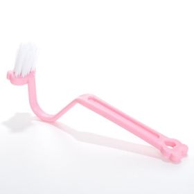 Kitchen Bathroom Toilet No Dead Angle V-shaped Curved Cleaning Brush (Color: Pink)