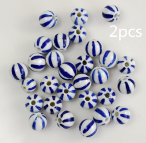 Blue And White Porcelain Ceramic Beads (Option: Blue And White Blue2pcs-11mm)