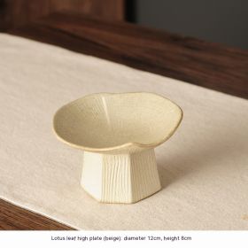 Vintage ceramic Dim sum snack tray (Color: Beige)