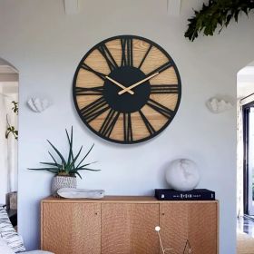 Creative Retro Wood Mute Iron Wood Wall Clock (Option: 40cm)