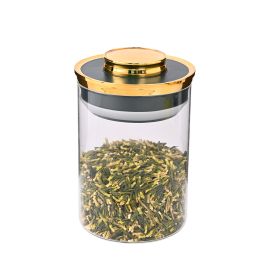 Ginkgo Leaf Household Food Tea Glass Sealed Can (Option: Ordinary Dark Green 10x14cm)