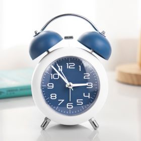 Strong Wake-up Alarm Clock Minimalist Creative Metal Night Light Bedroom (Option: Blue-4 Inch)