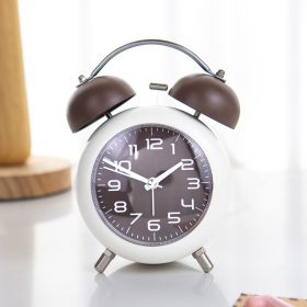 Strong Wake-up Alarm Clock Minimalist Creative Metal Night Light Bedroom (Option: Brown-4 Inch)