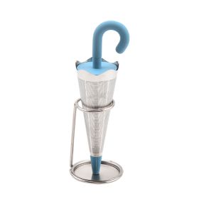 Creative Umbrella Tea Strainer Silicone Stainless Steel (Color: Blue)