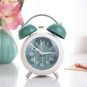 Strong Wake-up Alarm Clock Minimalist Creative Metal Night Light Bedroom (Option: Green-4 Inch)