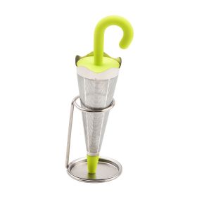 Creative Umbrella Tea Strainer Silicone Stainless Steel (Color: Green)