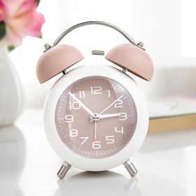 Strong Wake-up Alarm Clock Minimalist Creative Metal Night Light Bedroom (Option: Pink-4 Inch)