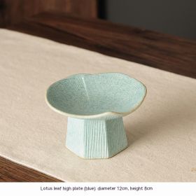 Vintage ceramic Dim sum snack tray (Color: Blue)