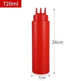 Plastic Sauce Squeezer Three Holes Jam Squeeze Bottle Sauce Bottle (Option: Three Hole Red 24oz720ml)