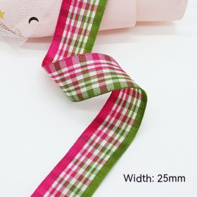 Solid Color Scottish Plaid Ribbon Hand-made DIY Clothing Ornament Bouquet Gift Packaging (Option: B009 Plaid Ribbon 25mm-B009-25mm25 Code Volume)