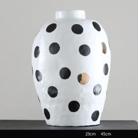 Large Wave Dot Art Big Belly Ceramic Vase Decoration Home (Option: Large Size)