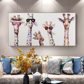 Hand Painted Oil Painting  Horizontal Abstract Animals Giraffe Modern Living Room Hallway Bedroom Luxurious Decorative Painting (Style: 01, size: 60x120cm)