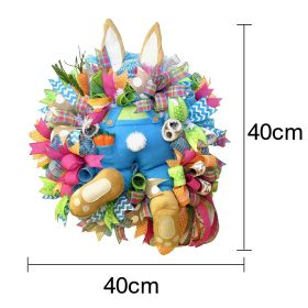 2023 Easter Rabbit Wreath Colorful Easter Rabbit Garlands Door Oranments Happy Easter Party Decor Bunny Wall Front Door Hanging (Ships From: CN, Color: Rabbit Wreath B)