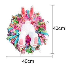 2023 Easter Rabbit Wreath Colorful Easter Rabbit Garlands Door Oranments Happy Easter Party Decor Bunny Wall Front Door Hanging (Ships From: CN, Color: Rabbit Wreath A)