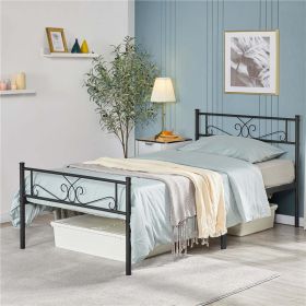 Jocelyn Modern Scroll Metal Platform Twin Bed, Black (bed_size: twin-xl)