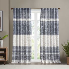 Cotton Printed Curtain Panel with Chenille detail and Lining (Color: as Pic)