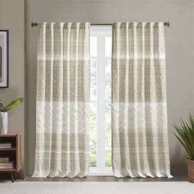 Mila Cotton Printed Curtain Panel with Chenille detail and Lining (Color: as Pic)