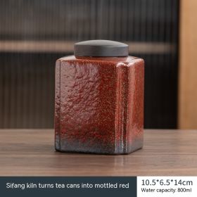 Household Kiln Transmutation Ceramic Tea Cans (Option: Mottled Red)