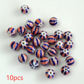 Blue And White Porcelain Ceramic Beads (Option: Red And Blue 10pcs-11mm)