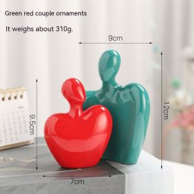 Nordic Modern Minimalist Ceramic Love Hug Couple Living Room Study Wine Cabinet Light Luxury Decoration (Option: Green And Red Ornaments)