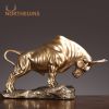 NORTHEUINS 35cm Resin OX Figurines for Interior Wall Street Bull Wealth Statue Home Living Room Office Mascot Desktop Decoration