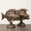 NORTHEUINS Resin Retro Steampunk Blackfish Figurines Black Whale Classic American Craft Home Living Room Office Decor Accessorie