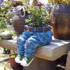 1pc Funny Indoor And Outdoor Flower Pots Resin Denim Pants Ornaments Creative Flower Pot Decoration Crafts Retro Garden Decoration