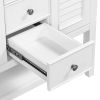 36" Bathroom Vanity with Ceramic Basin, Two Cabinets and Drawers, Open Shelf, Solid Wood Frame