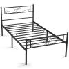 Jocelyn Modern Scroll Metal Platform Twin Bed, Black