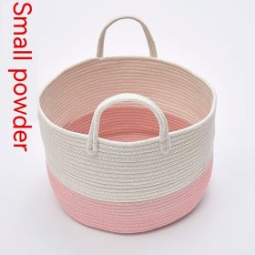 Cotton Braided Storage Bucket Fuzzy Ball Hanging Drop (Option: Small Pink)