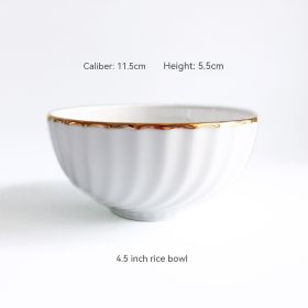 Golden Trim Bone China Western Cuisine Plate Household Dinner Plate Plate Dish Dishware Suit Combination Plate (Option: 4.5Inch Rice Bowl)