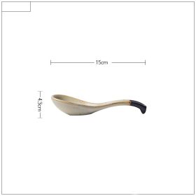 Retro Stoneware Small Spoon Household (Option: Black Handle)