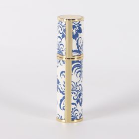 Blue And White Porcelain Vintage Perfume Sub-bottles PU Leather Glass Bottle (Option: No3)