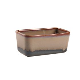 Kiln Baked Butterboat Rectangular Western Style With Lid Butter Storage Box Set (Option: Brown-Complete Set)